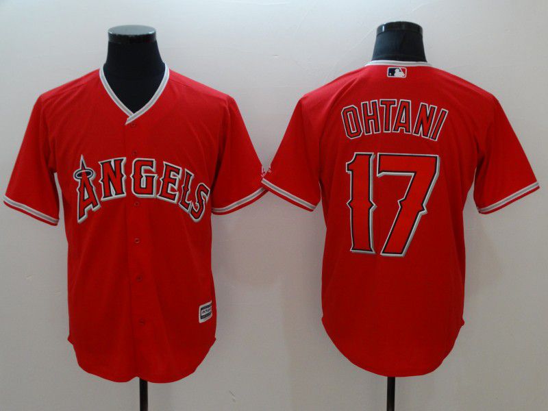 Men Los Angeles Angels #17 Ohtani Red Game MLB Jerseys
